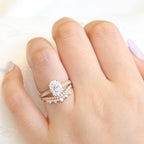 2.0CT Oval Moissanite Pave Bridal Ring Set