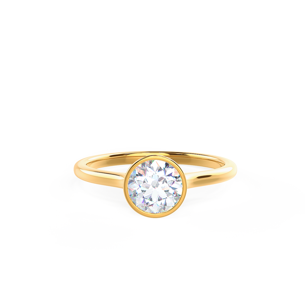 1.5 CT Round Cut Moissanite Bezel Engagement Ring