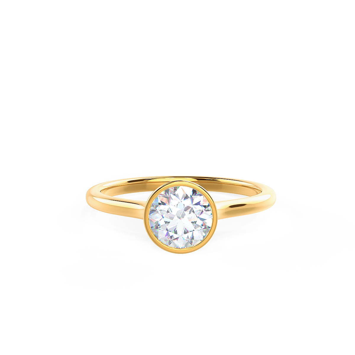1.5 CT Round Cut Moissanite Bezel Engagement Ring