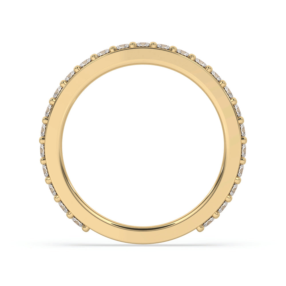 Gold Wedding Band Women With Round Diamonds