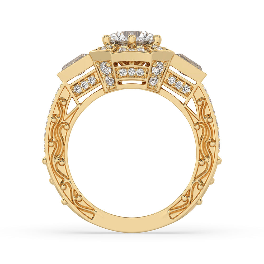 Vintage Diamond Ring with Round Center Stone