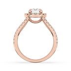 Halo Diamond Engagement Ring in Romantic Rose Gold