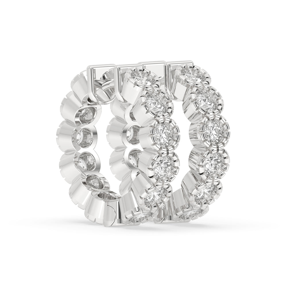 Diamond Hoop Earrings With Round Diamond Secondary image
