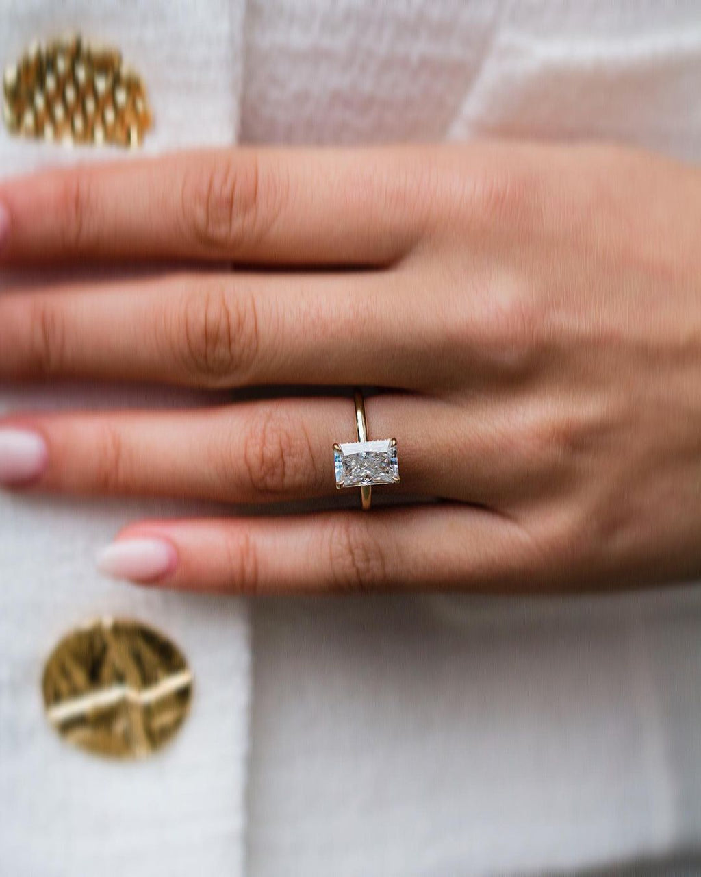 3.0 CT Radiant Cut Hidden Halo Moissanite Engagement Ring
