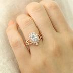 1.50CT Oval Cut Moissanite Halo Bridal Ring Set