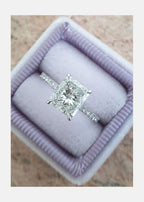 1.50 CT Radiant Moissanite Hidden Halo Pave Setting Engagement Ring