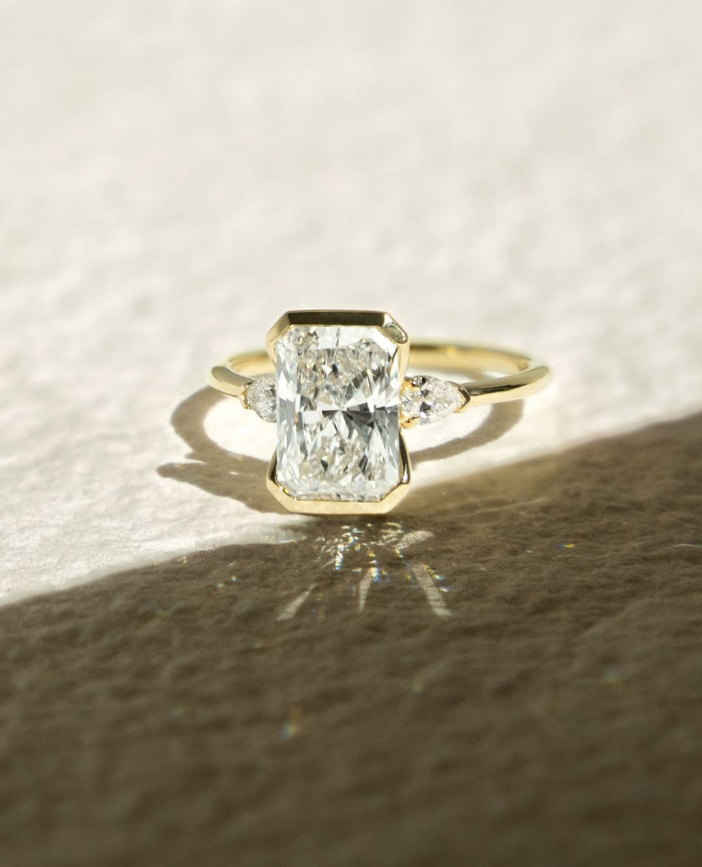 2.0-3.0 CT Radiant Cut Lab Grown Diamond Half Bezel  Engagement Ring
