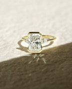 2.0-3.0 CT Radiant Cut Lab Grown Diamond Half Bezel  Engagement Ring