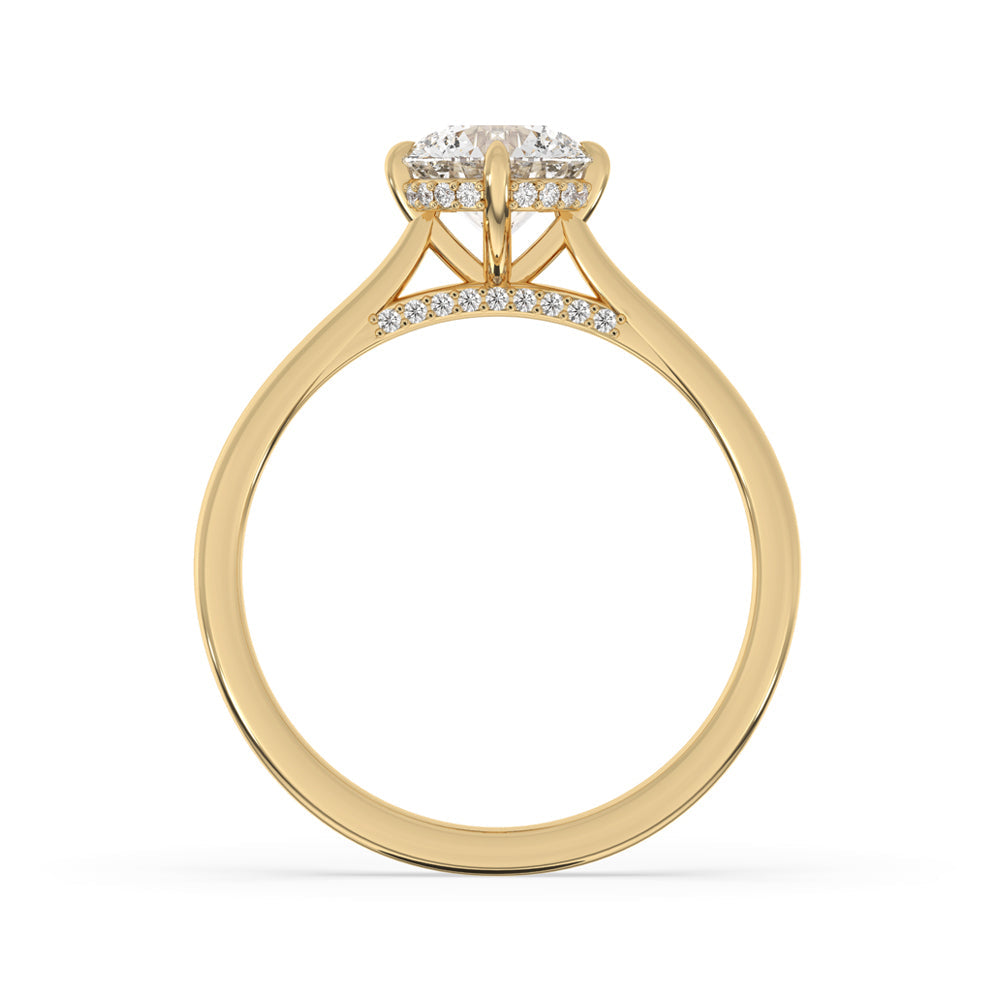 Hidden Halo Engagement Ring With Round Cut Diamond