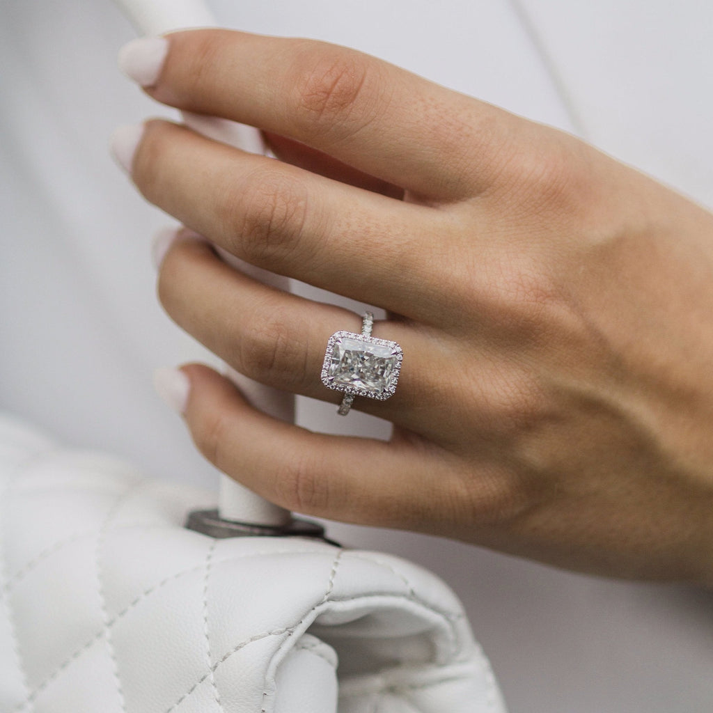 3.70 CT Radiant Cut Moissanite Pave Setting Engagement Ring