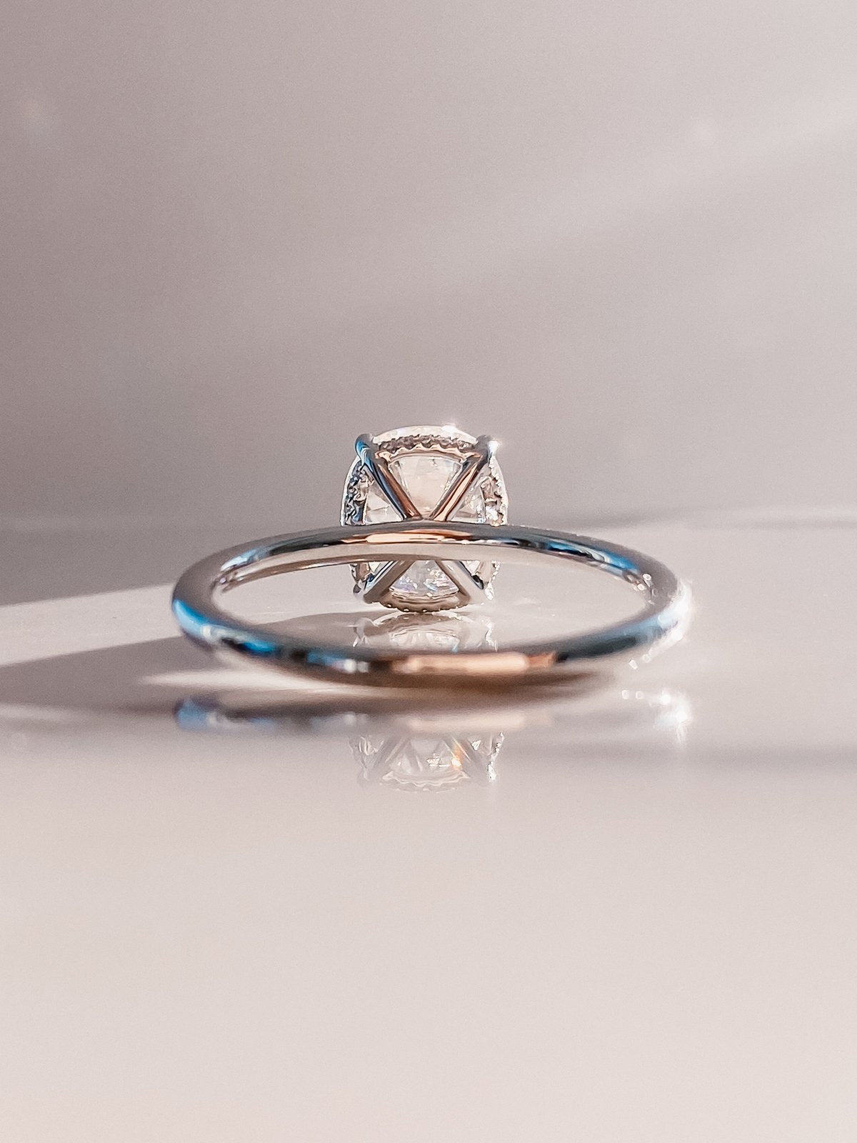 1.50 CT Elongated Cushion Cut Moissanite Hidden Halo Engagement Ring