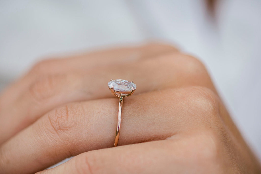 1.85 CT Oval Cut Moissanite Solitaire Engagement Ring