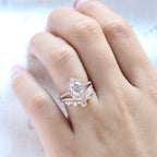 1.50CT Oval Cut Moissanite Halo Bridal Ring Set