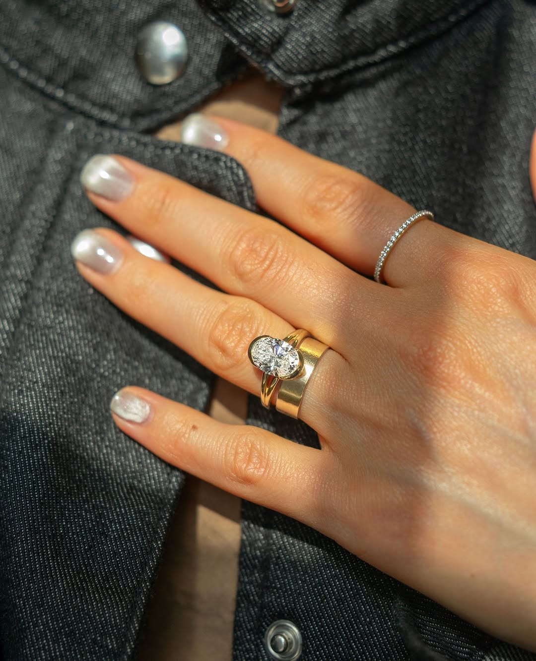 1.50 -2.50 CT Oval Cut Lab Grown Diamond Half Bezel Engagement Ring