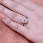 1.50CT Pear Cut Moissanite Halo Bridal Ring Set