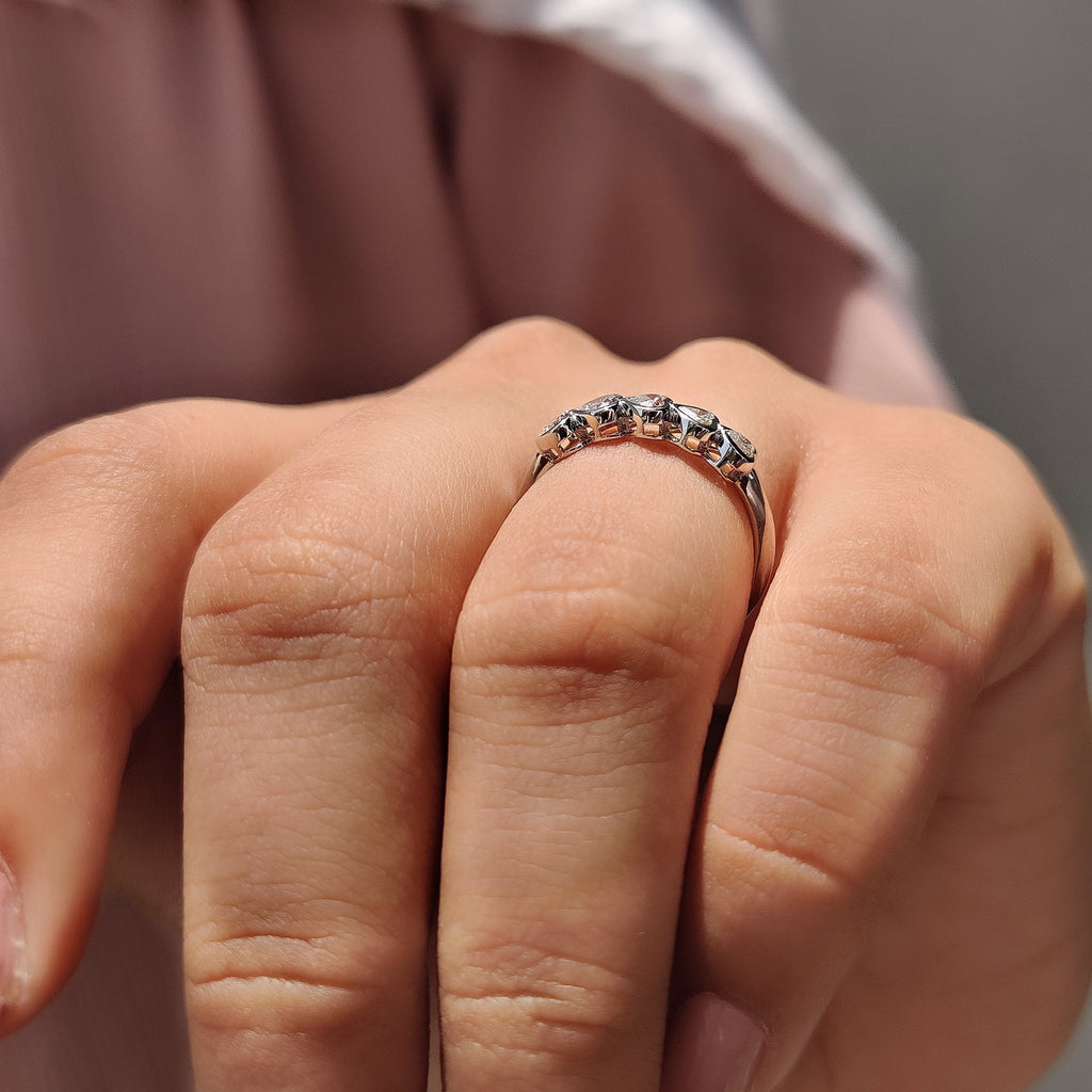 Heart Cut Bezel Set Diamond Wedding Band