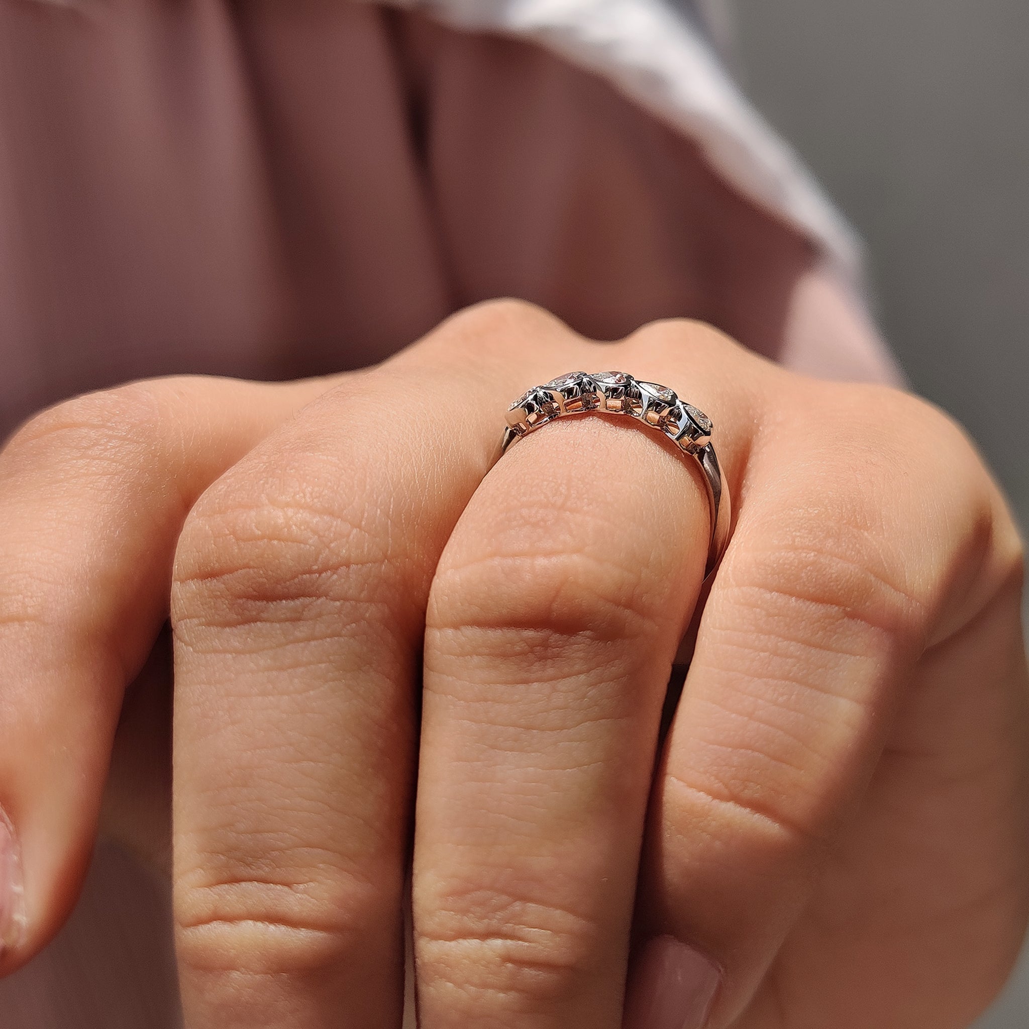 Heart Cut Bezel Set Diamond Wedding Band