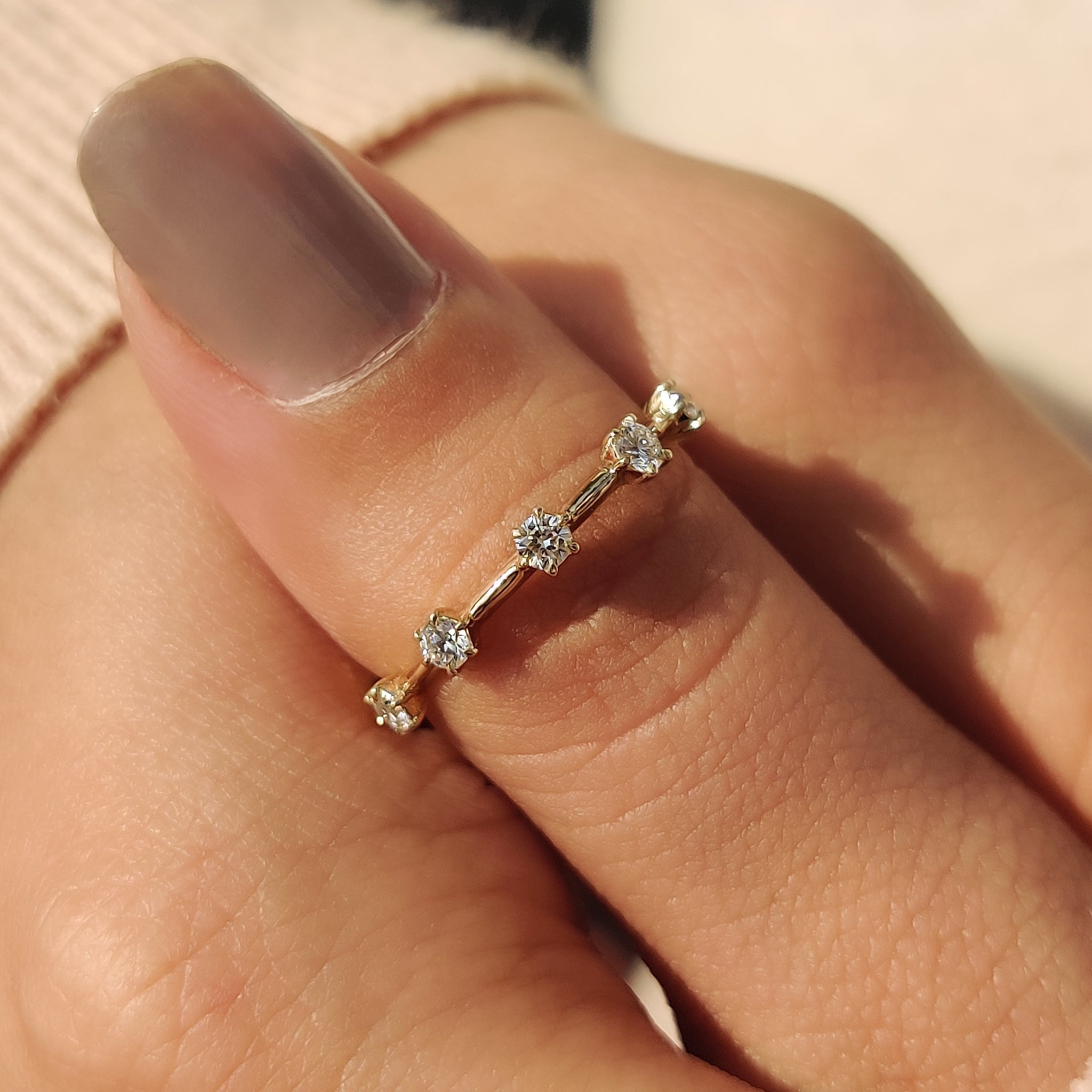 round cut wedding band In Distance Pave Setting
