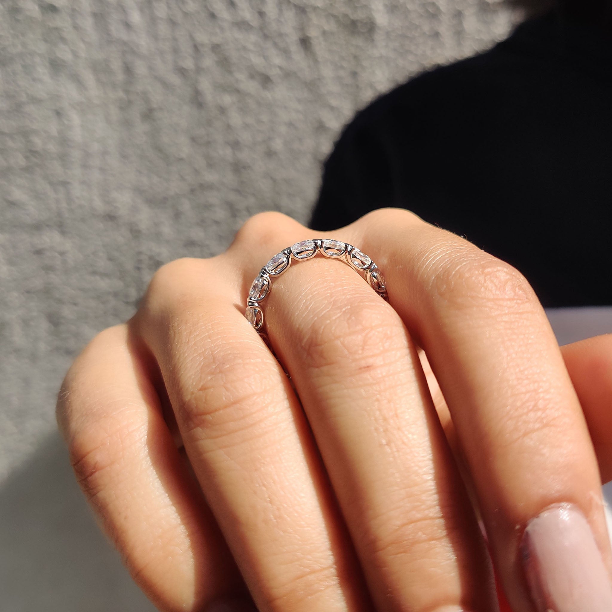 Full Eternity East West Oval Wedding Band