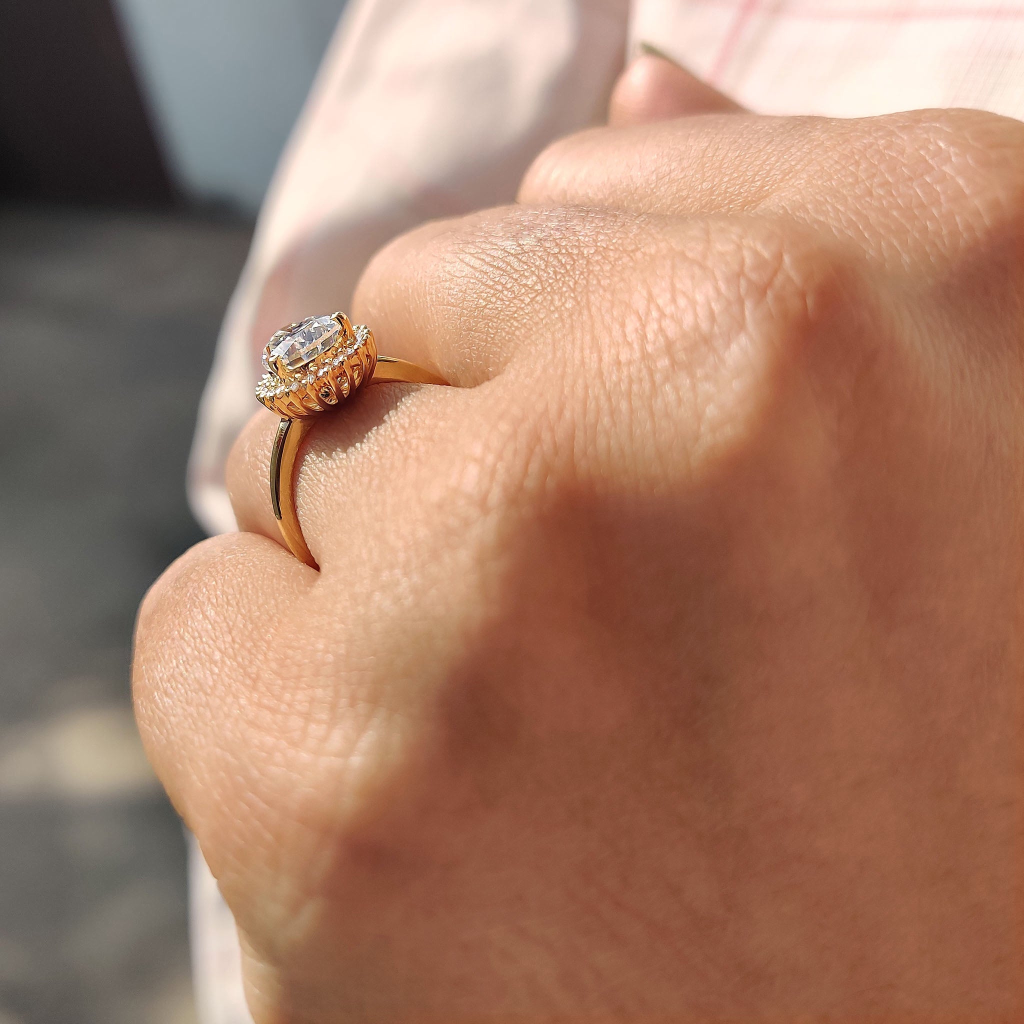 Pear Cut Engagement Ring With Halo Setting