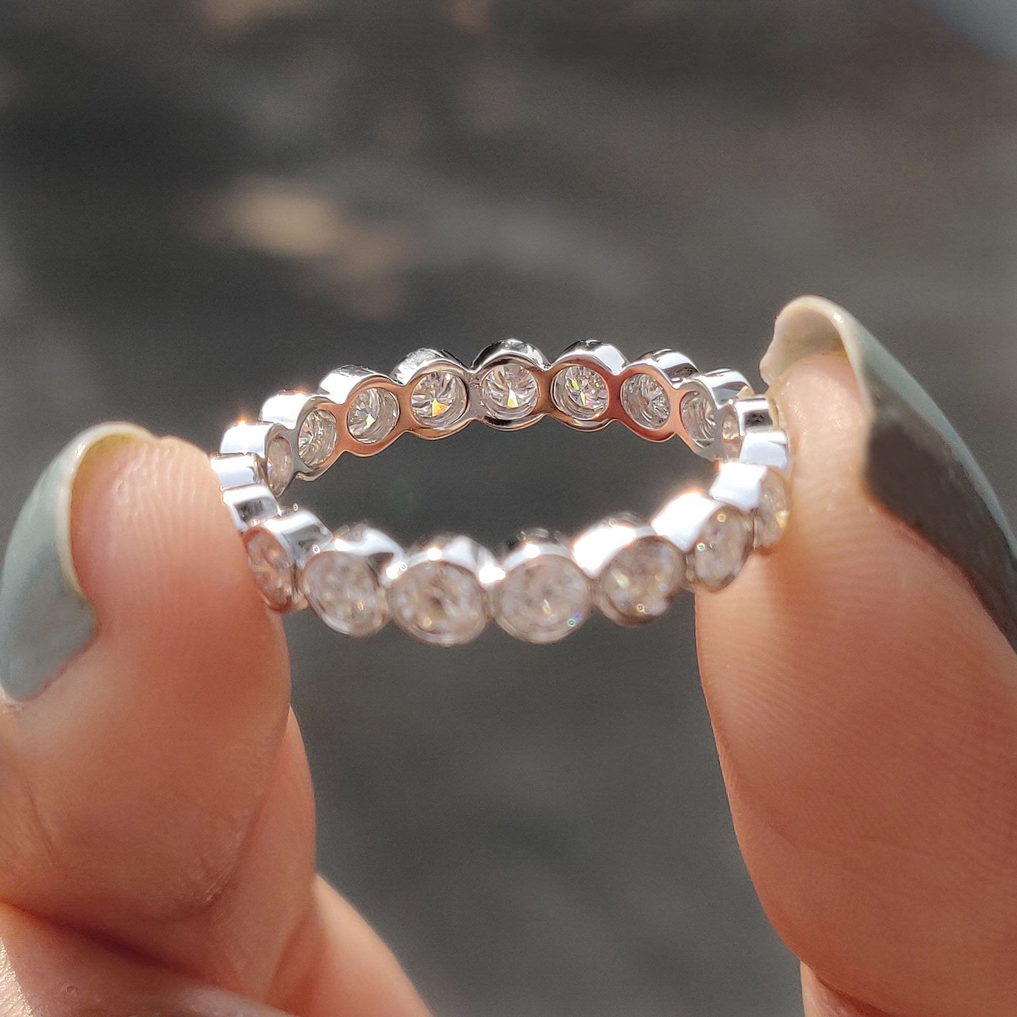 Bezel Wedding Band - White Gold