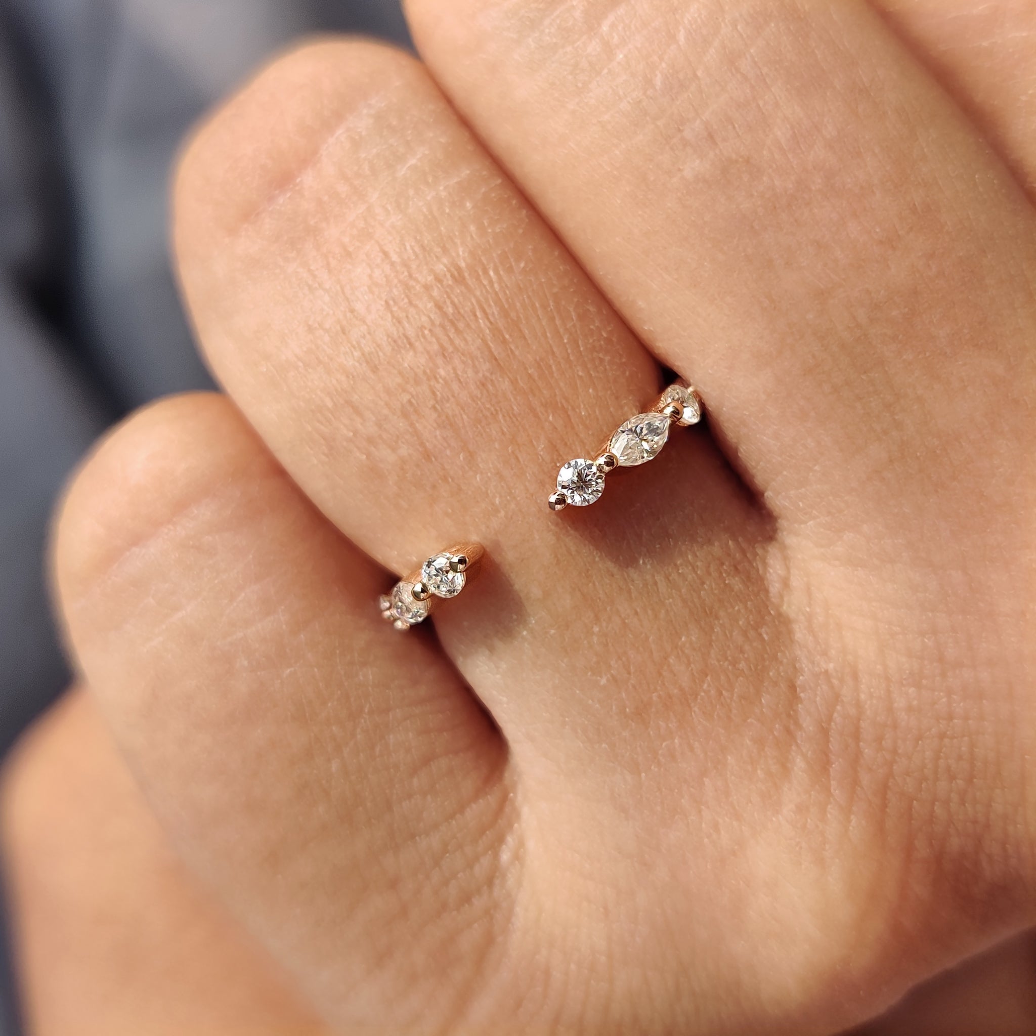 Open Gap Round And Marquise Wedding Band Zweitbild