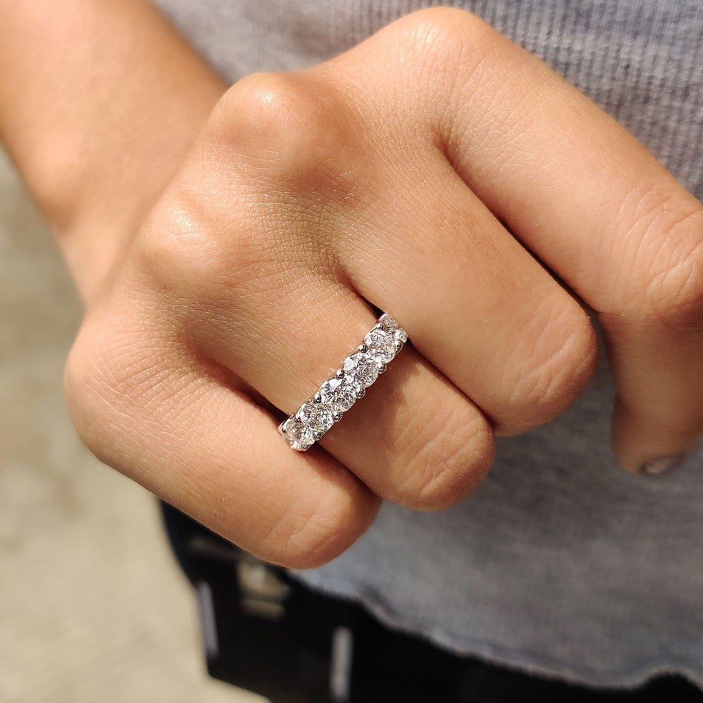 Jubilee Cut Moissanite Wedding Band In Full Eternity Style