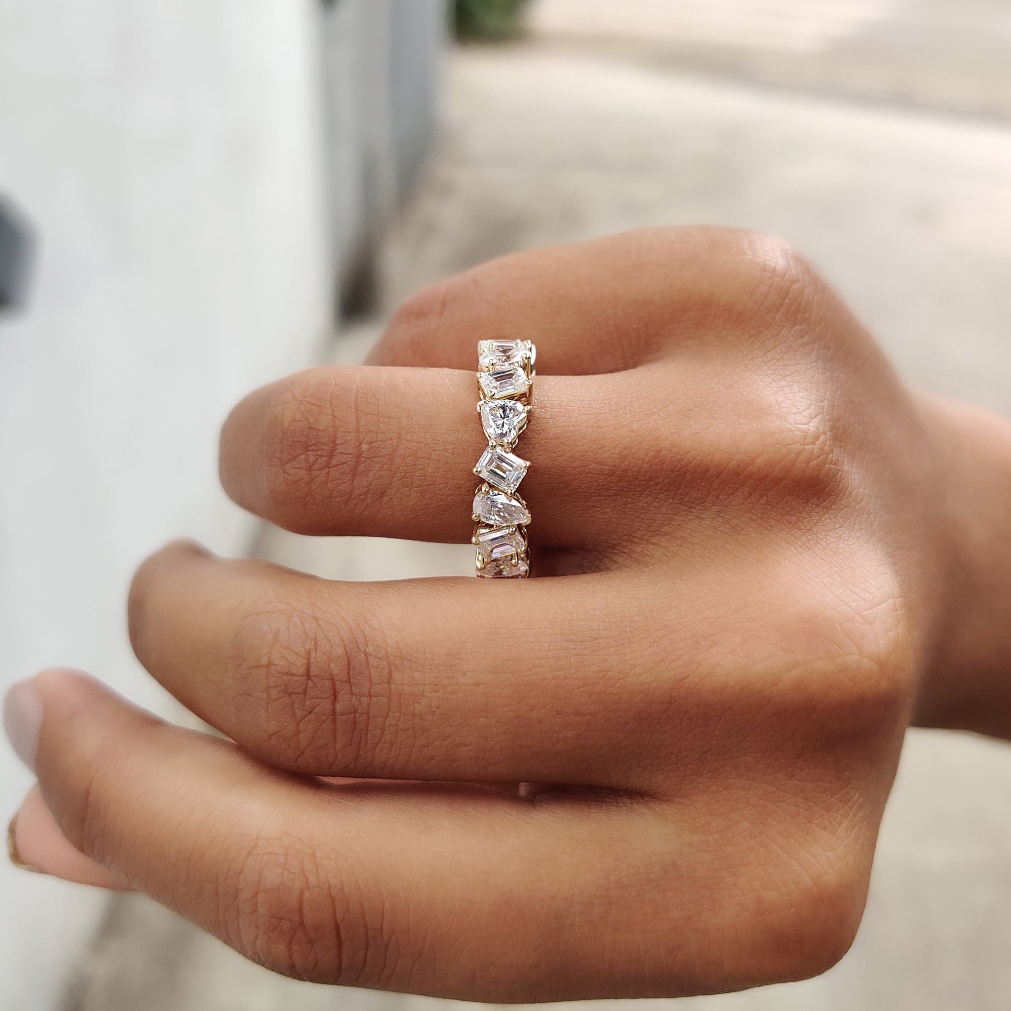 Oval, Pear, Heart, and Emerald Moissanite Multi Shape Eternity Band