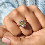 Cluster Halo Oval Cut Engagement Ring