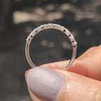 White Gold Round Cut Half Eternity Band In Zig Zag Style