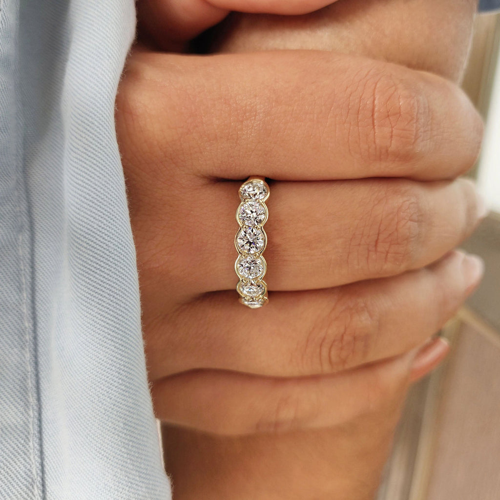 6 Stone Half Eternity Wedding Band