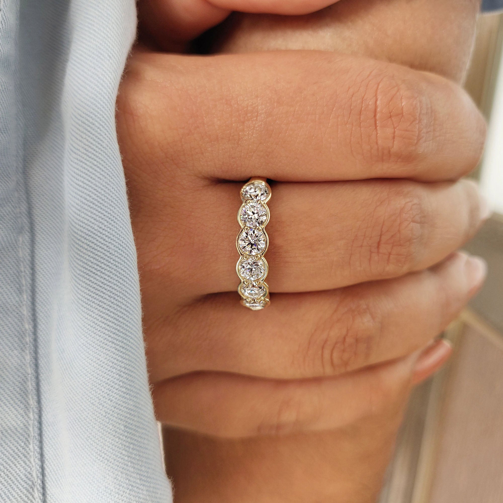 6 Stone Half Eternity Wedding Band