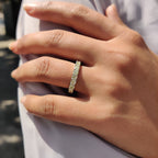 Moissanite Eternity Band In Canary Yellow Round Cut