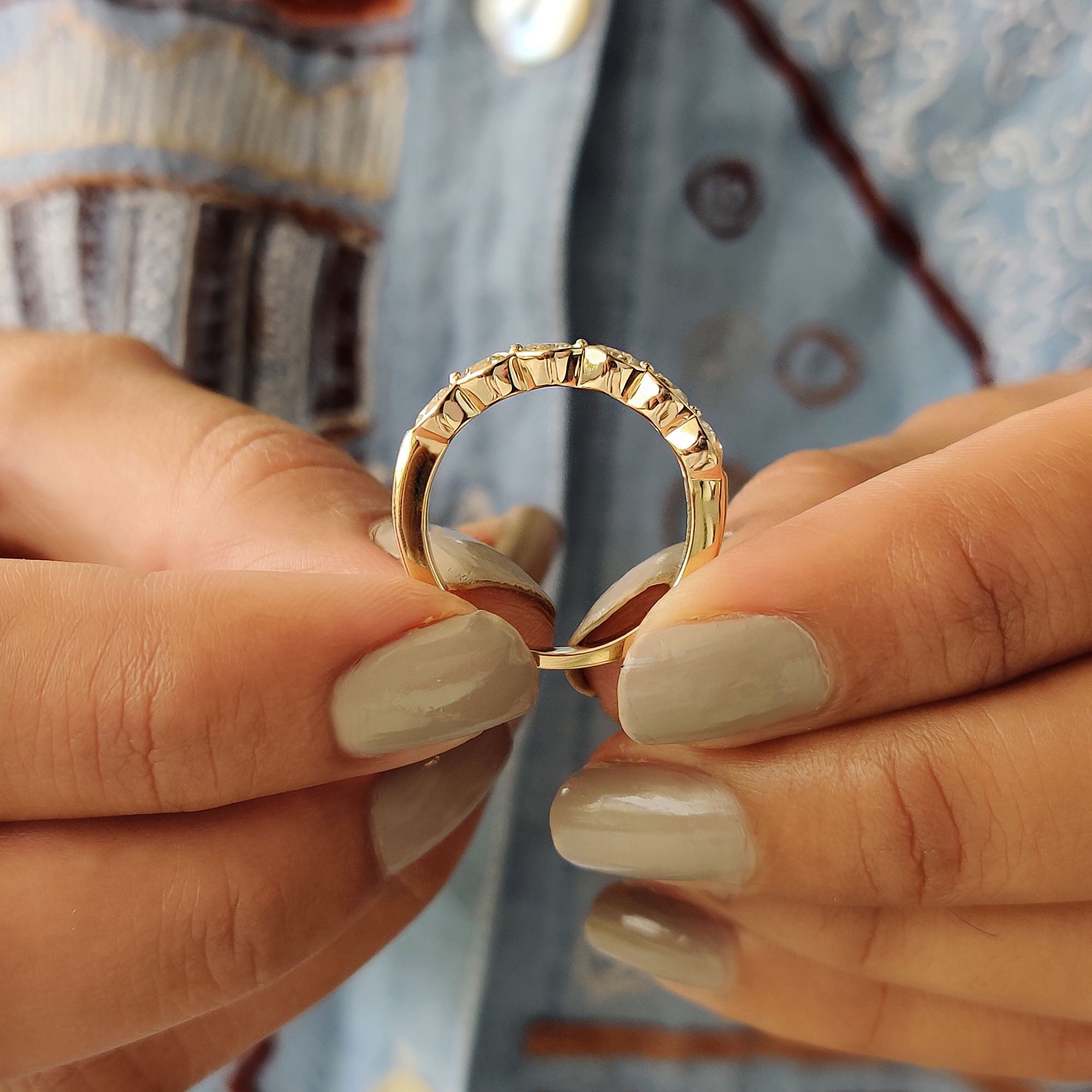 Half Eternity Bezel Set Wedding Band