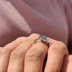 Pear Cyan Blue Engagement Ring With Muse Style