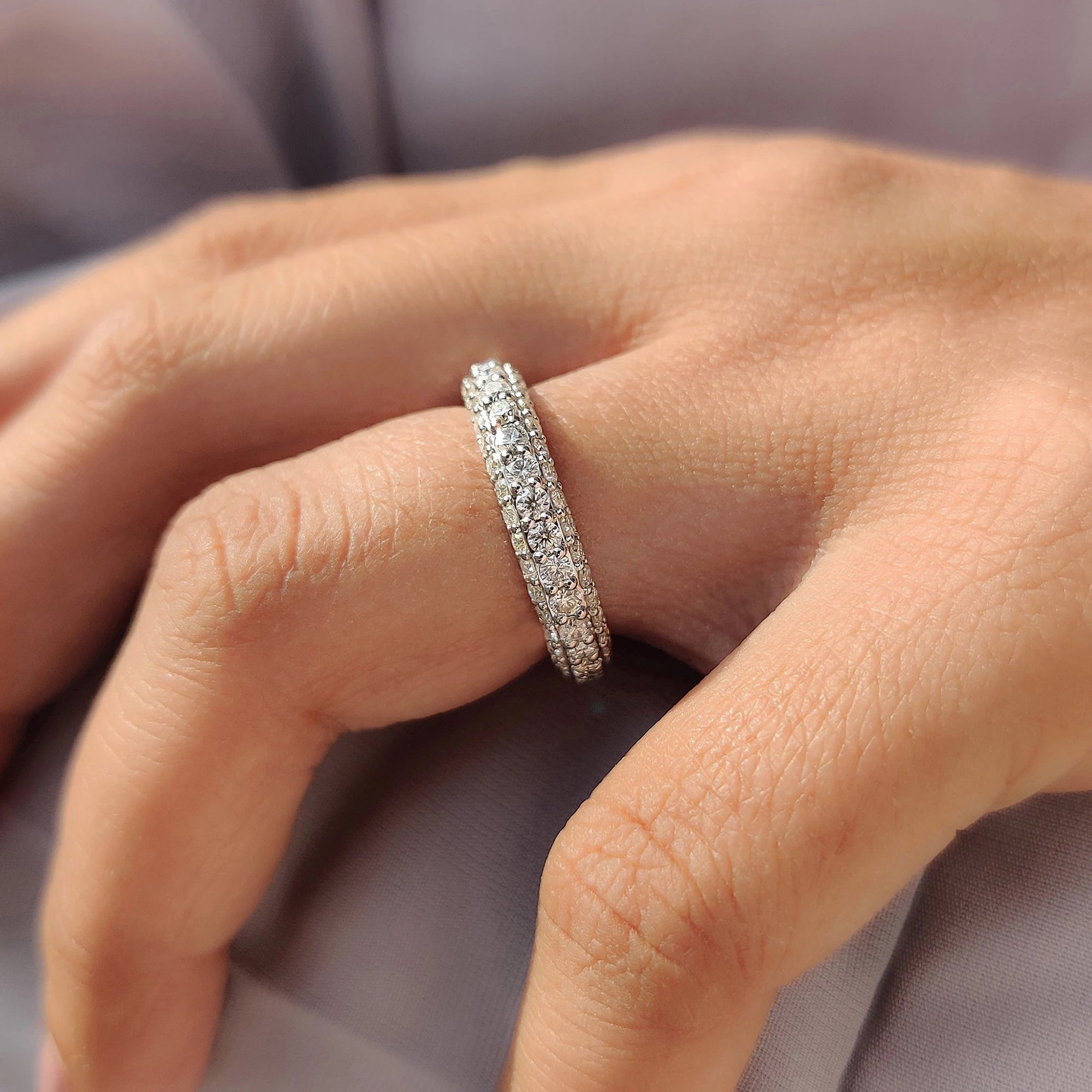 White Gold Wedding Band In Round Full Eternity setting Secondary image