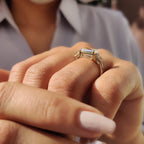 Three Stone Emerald Cut Moissanite Ring