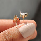 3 Stone Stud Earring In Round  Cut Moissanite
