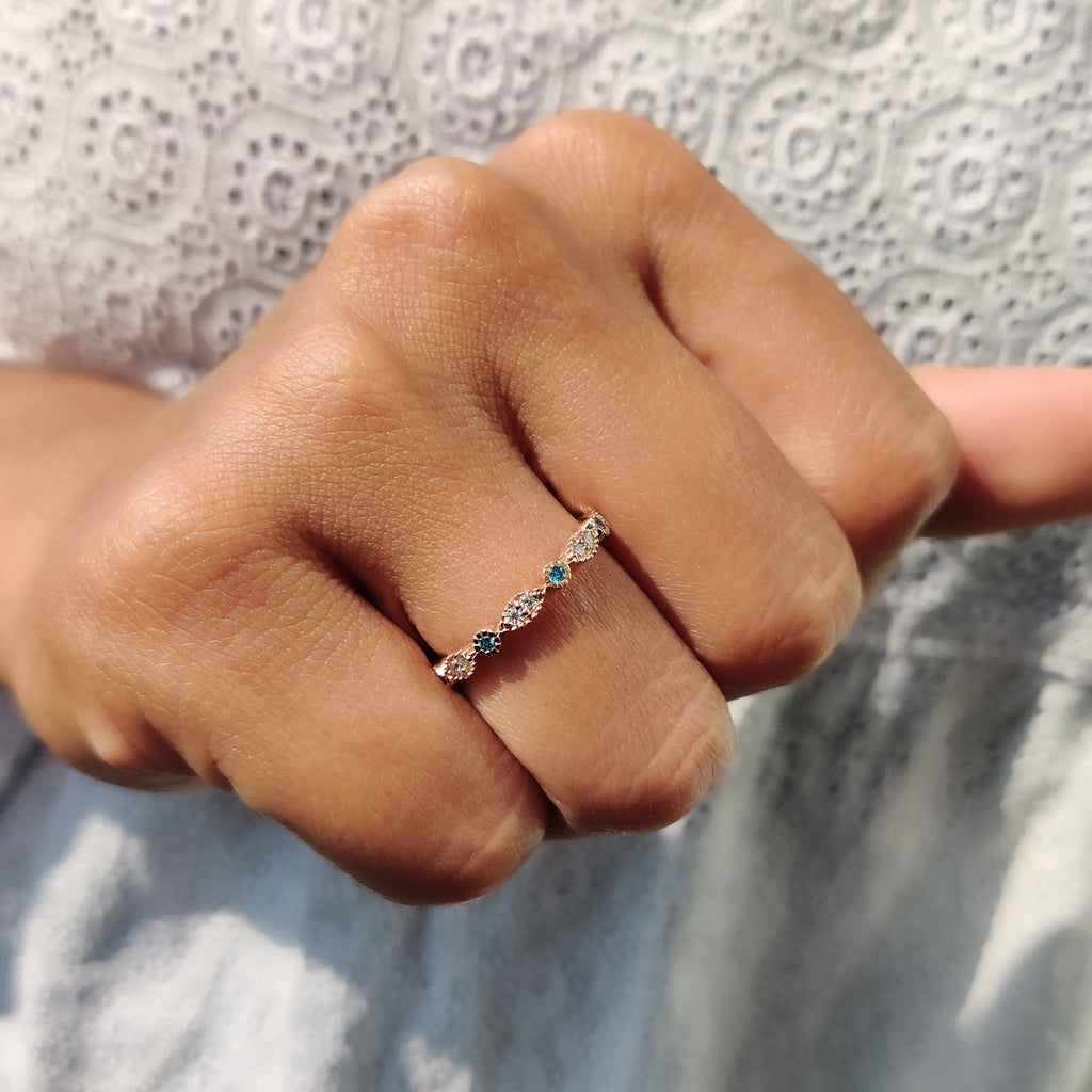 Round Cut Rose Gold Wedding Band