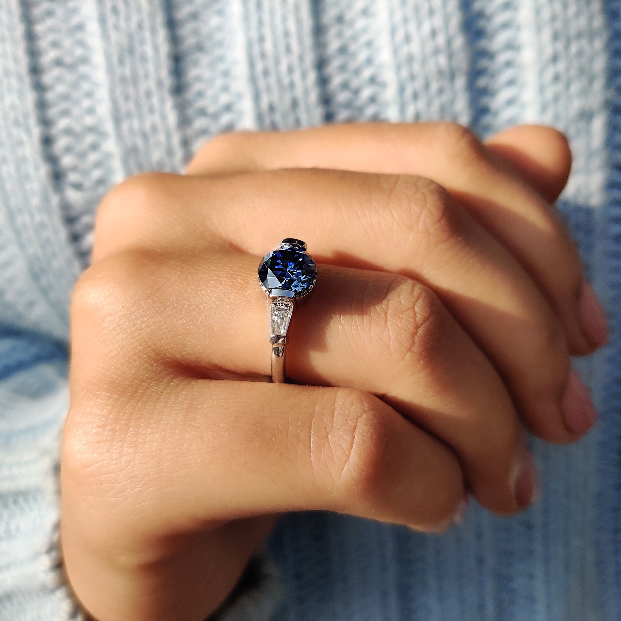Round And Tapered Baguette Three Stone Engagement Ring Secondary image