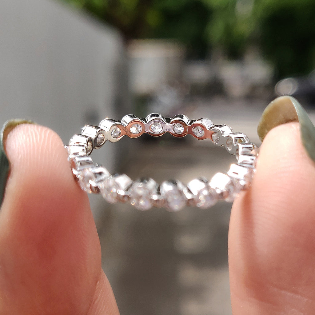 Round Old European Cut Wedding Band In Eternity Style
