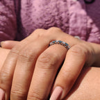 Round Cut Cyan Blue Full Eternity Wedding Band