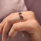 Round Cut Black Moissanite Ring With Solitaire Style