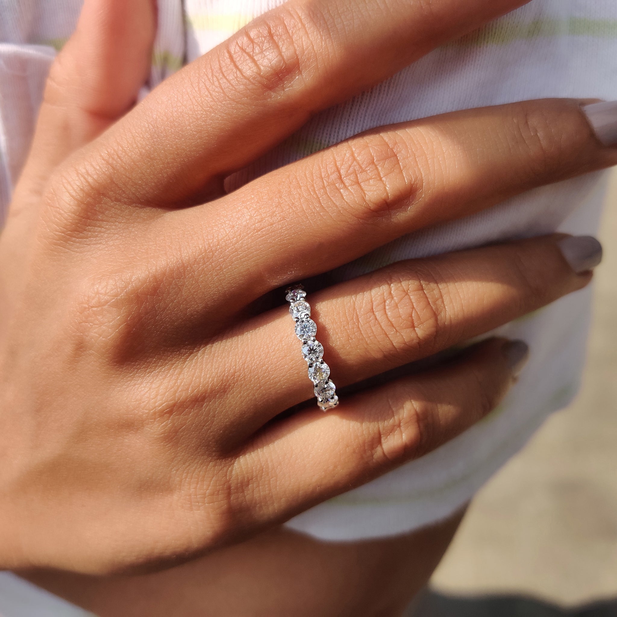 Shared Prong Wedding Band In Full Eternity Secondary image