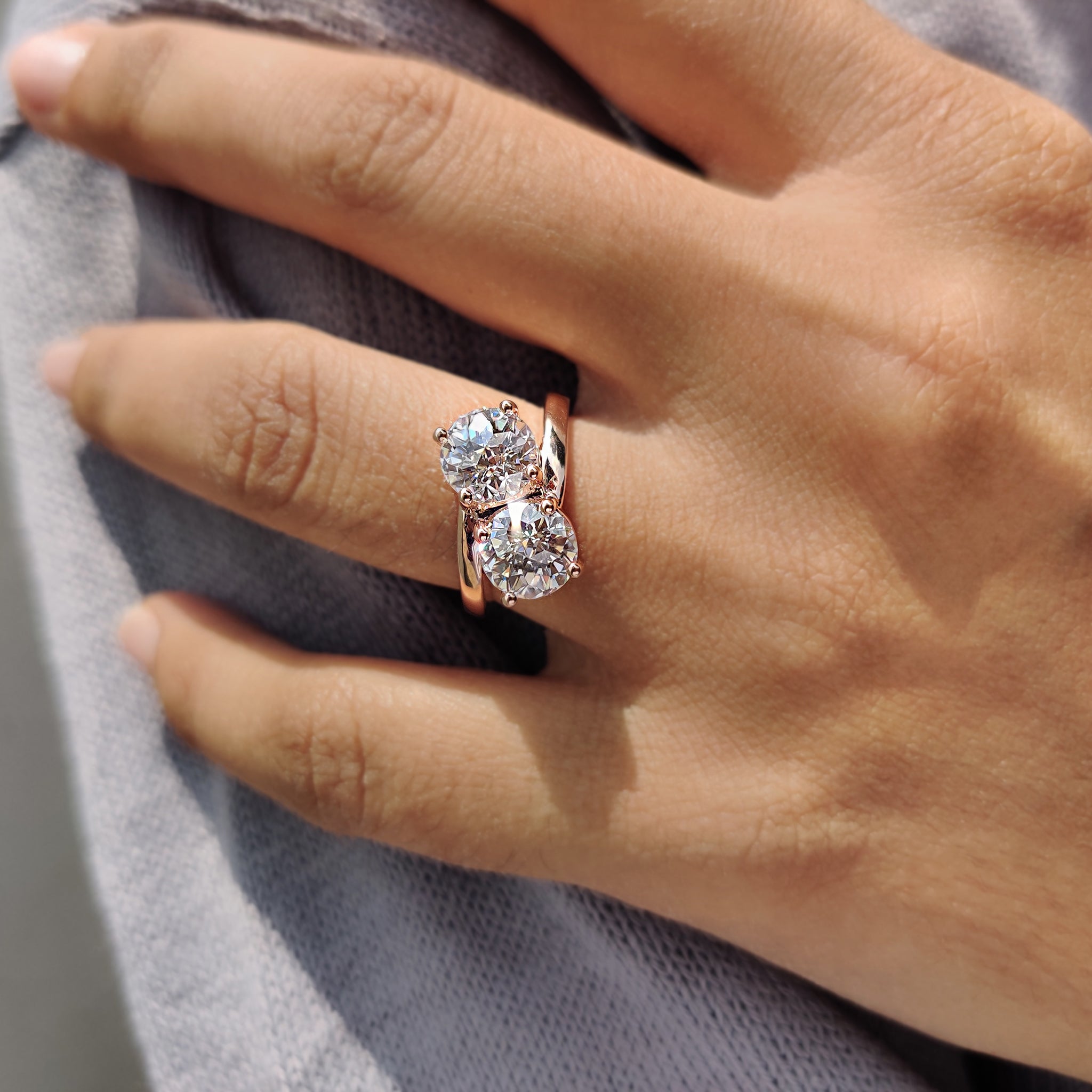Toi Et Moi Ring with Jubilee Cut Two Stone Style