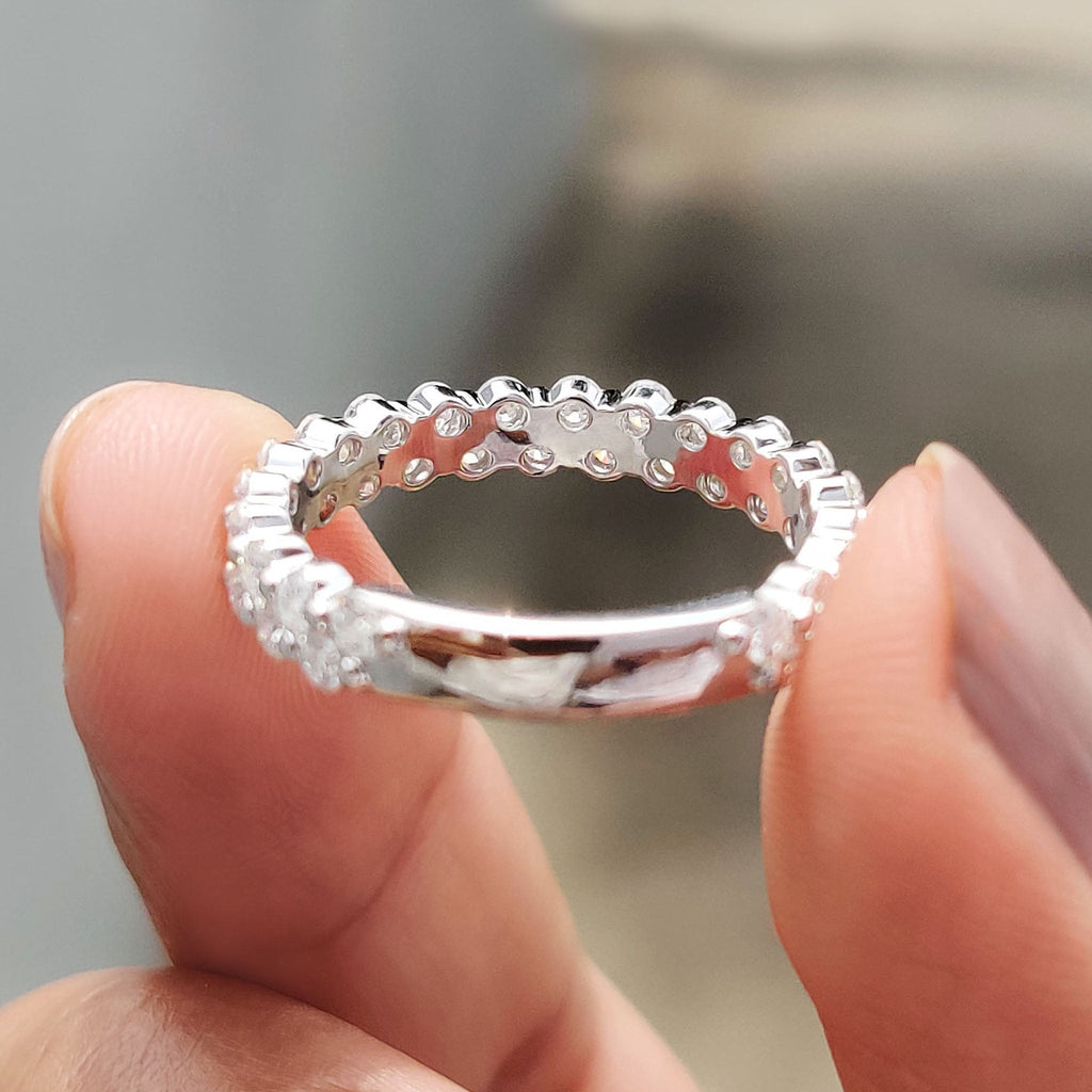 3/4 Eternity Band In Round Cut Double Row Setting