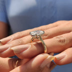 Cathedral Emerald Cut Ring With Tapered Shank Band