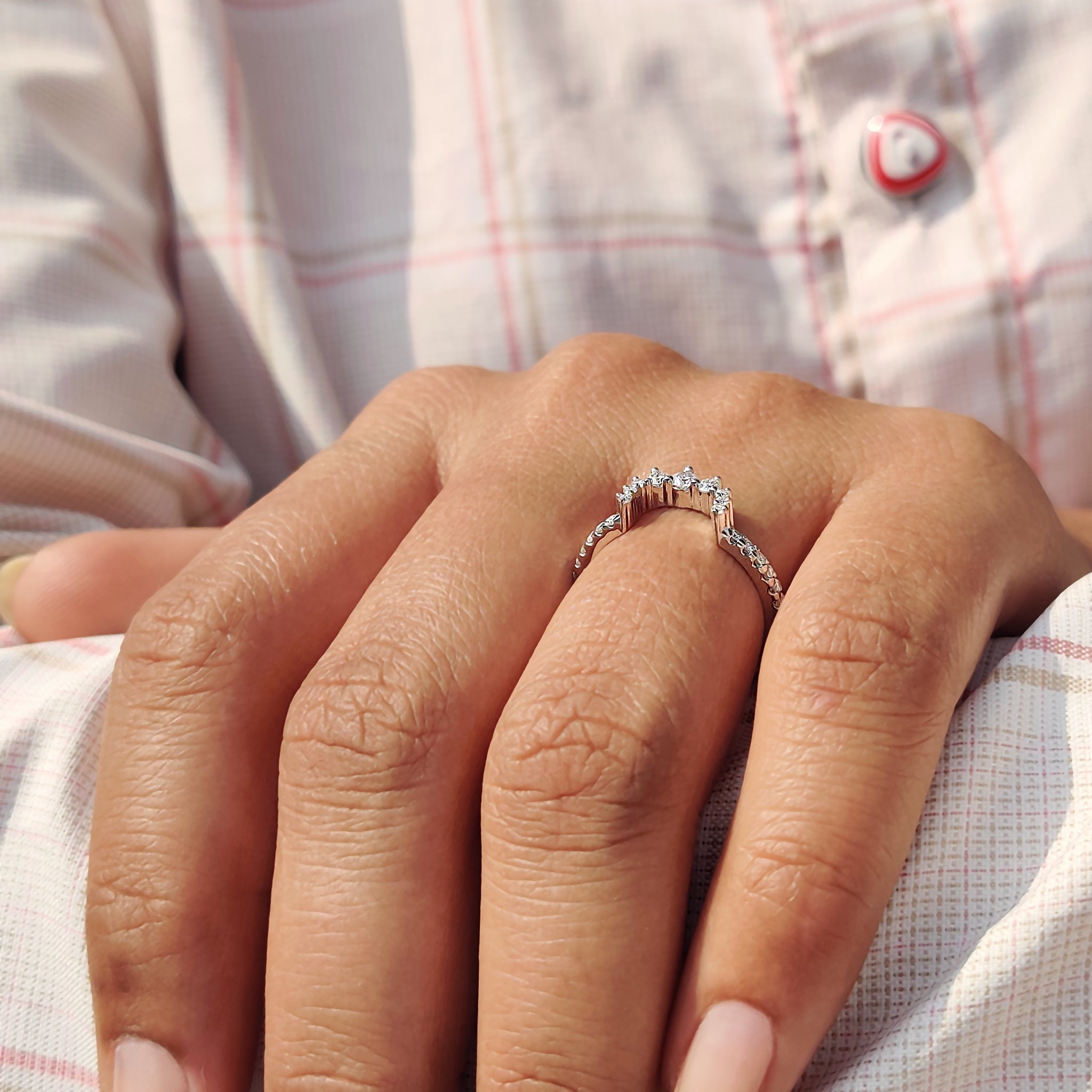 Round Cut Tiara Wedding Band With crown Style