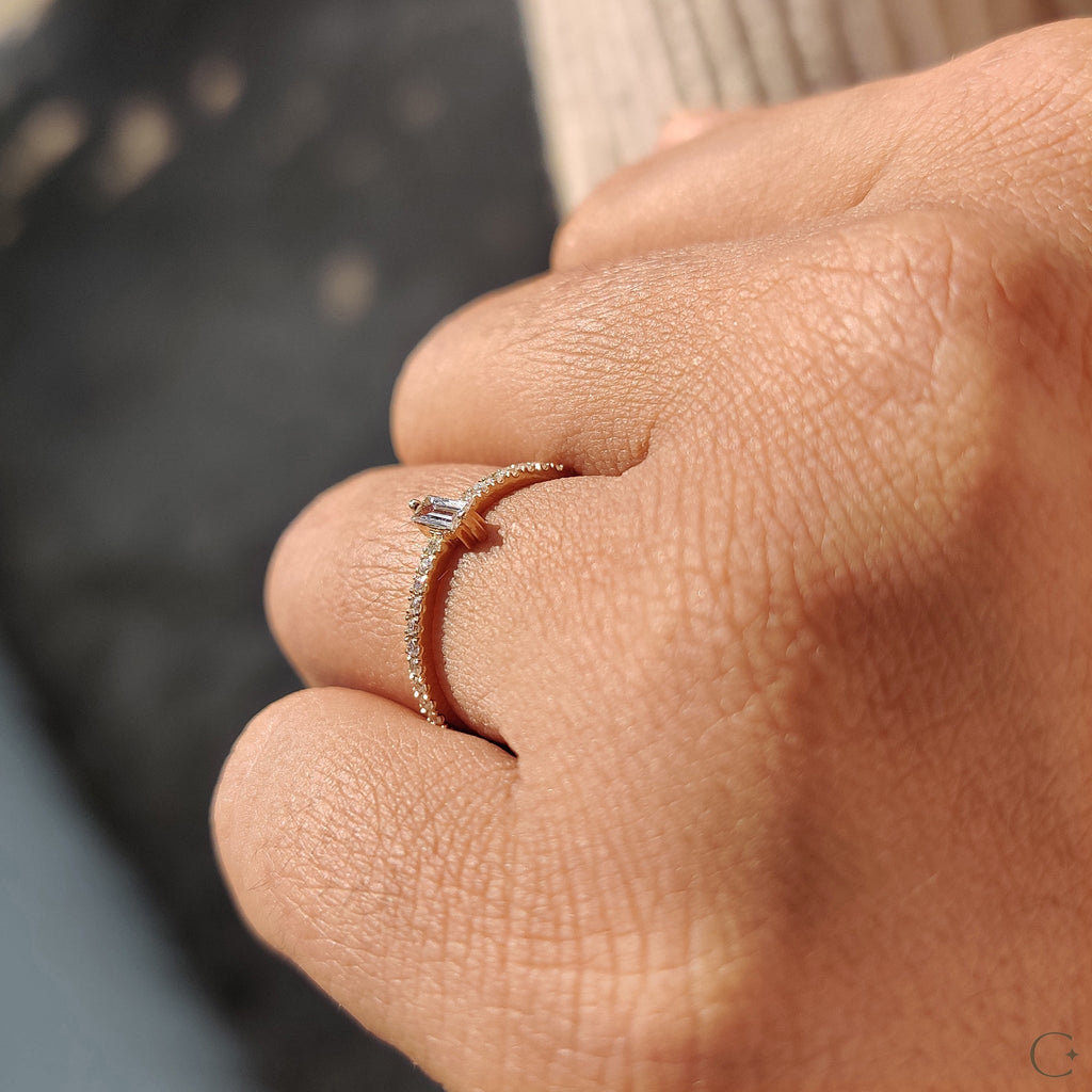 Baguette Diamond Ring In Pave Style