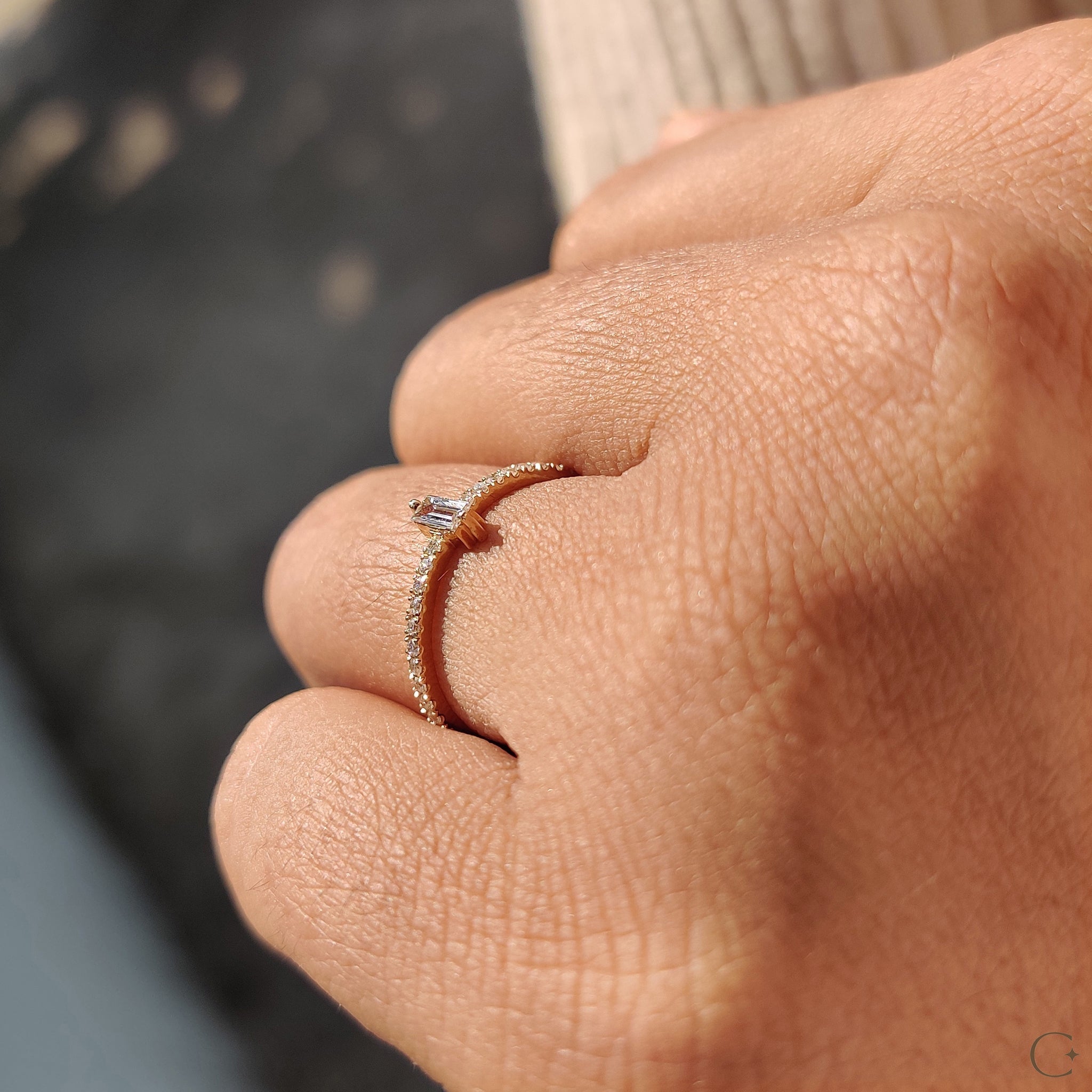 Baguette Diamond Ring In Pave Style